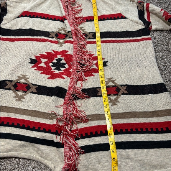 Absolutely Famous Red and Cream Hooded Cardigan Aztec print - Picture 10 of 11